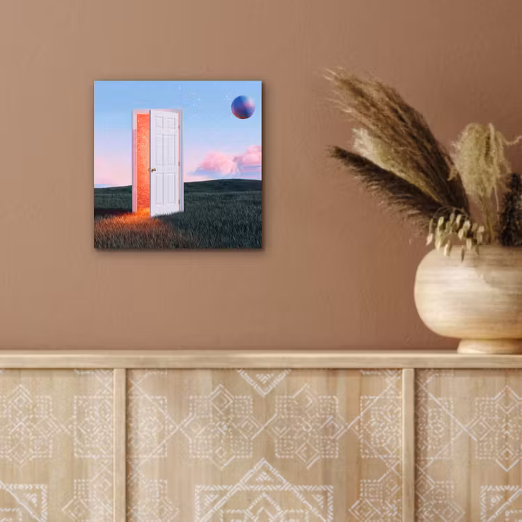 Aluminium schilderij - Deur - Fantasie - Ruimte - Deur - Fantasie - Ruimte aluminium wit klein