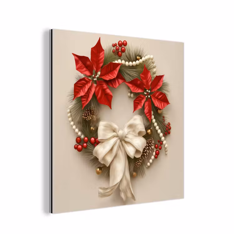 Deurkrans - Strik - Kerst - Rood - Groen aluminium wit klein -3d