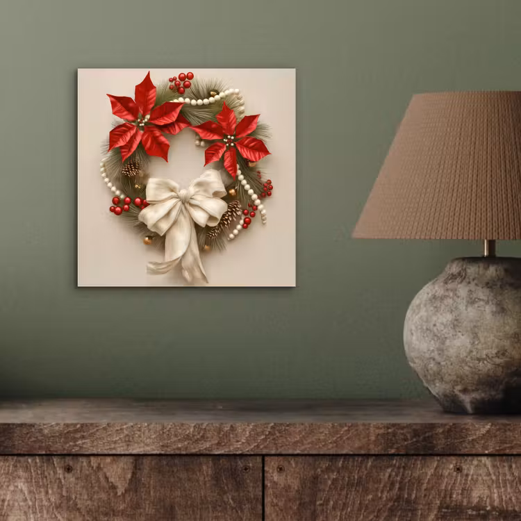 Deurkrans - Strik - Kerst - Rood - Groen aluminium wit klein -sfeer2