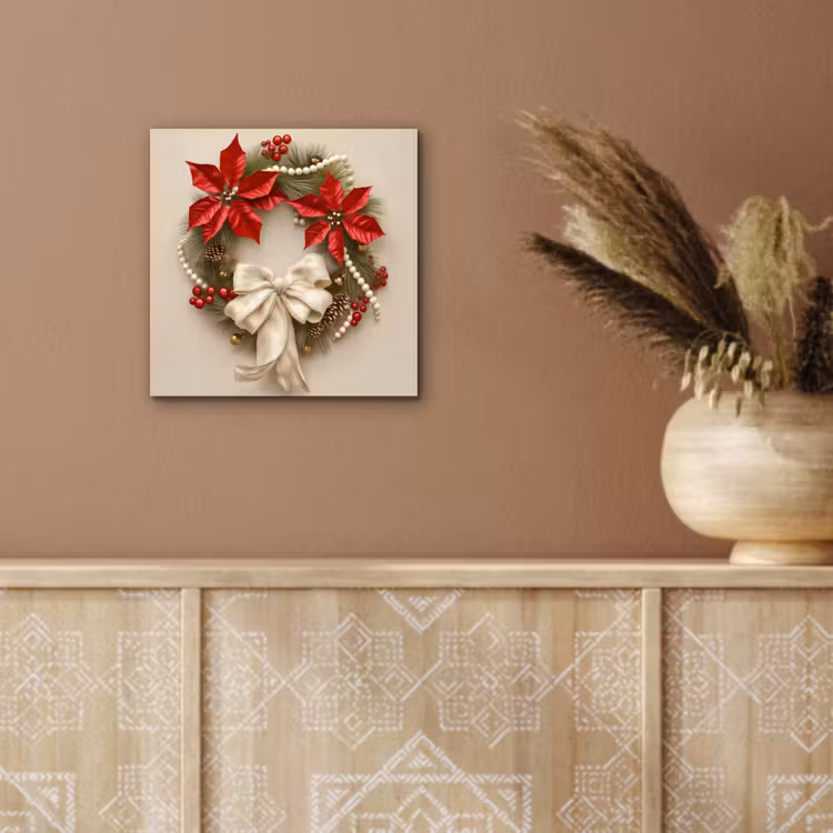 Deurkrans - Strik - Kerst - Rood - Groen aluminium wit klein -sfeer4