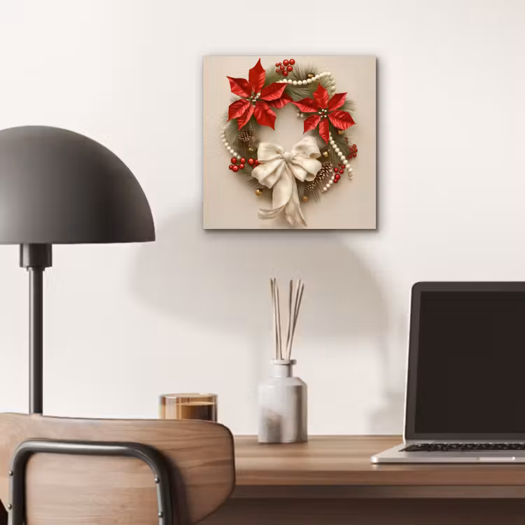 Deurkrans - Strik - Kerst - Rood - Groen aluminium wit klein -sfeer5
