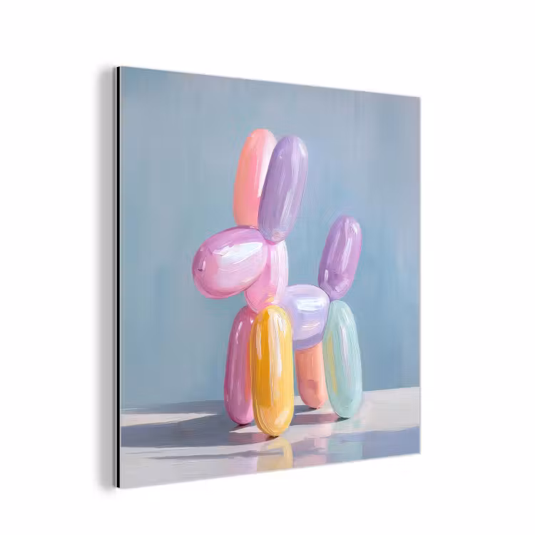Dier - Ballon - Pasteltinten - Glanzend aluminium wit klein -3d