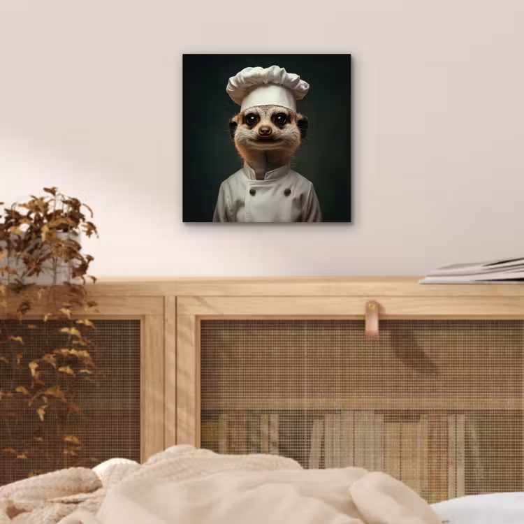 Dier - Kok - Stokstaartje aluminium wit klein -sfeer3