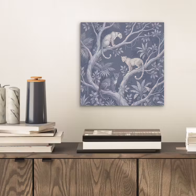 Dieren - Jungle - Illustratie - Bomen - Blauw aluminium wit klein -sfeer1