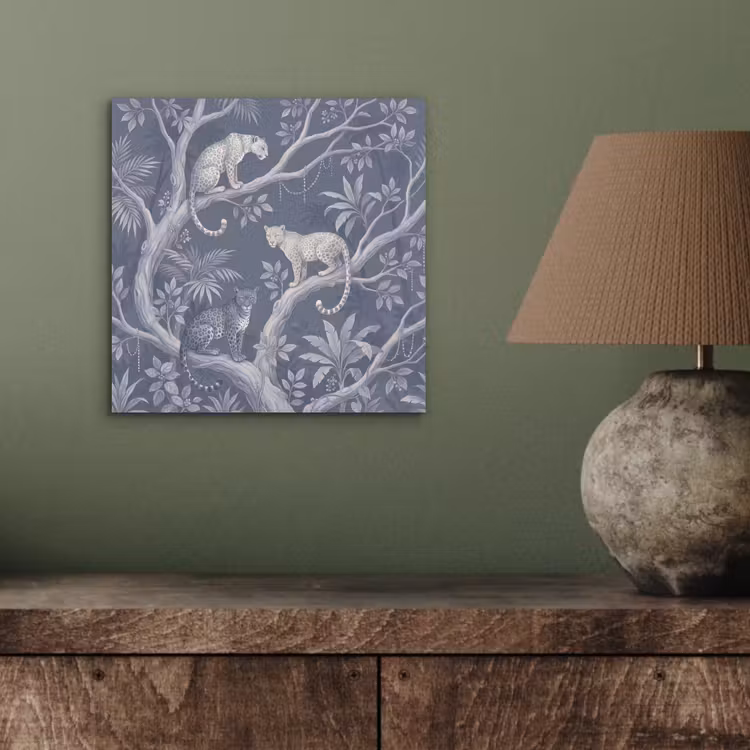 Dieren - Jungle - Illustratie - Bomen - Blauw aluminium wit klein -sfeer2