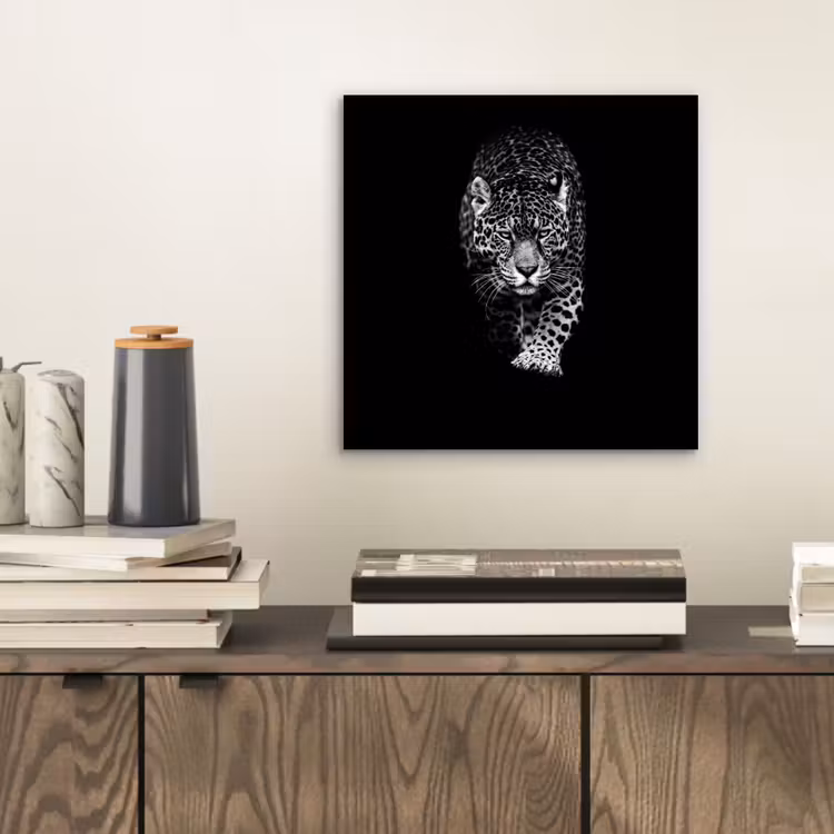 Dieren - Zwart - Luipaard - Wit - Wild aluminium wit klein -sfeer1