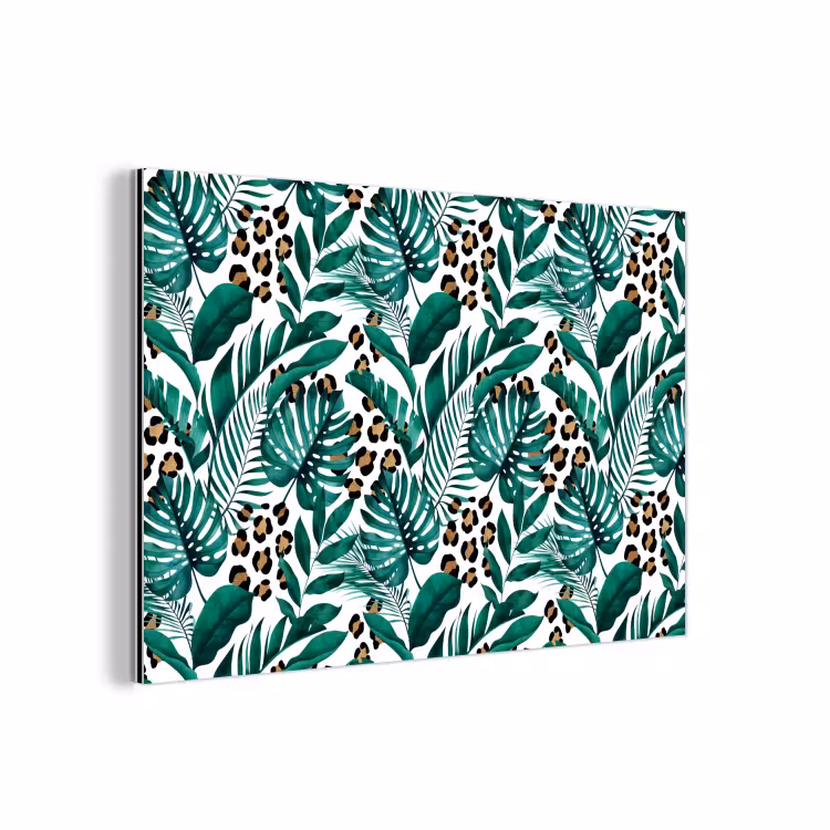 Dierenprint - Panter - Bladeren - Tropisch - Jungle aluminium wit klein -3d