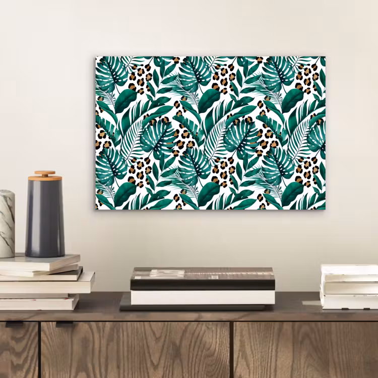 Dierenprint - Panter - Bladeren - Tropisch - Jungle aluminium wit klein -sfeer1