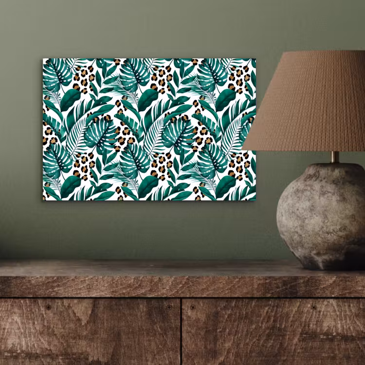 Dierenprint - Panter - Bladeren - Tropisch - Jungle aluminium wit klein -sfeer2