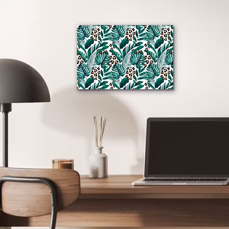 Dierenprint - Panter - Bladeren - Tropisch - Jungle aluminium wit klein -sfeer5