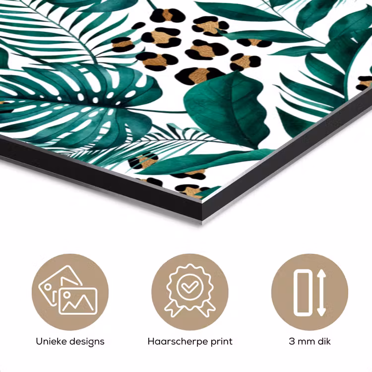 Dierenprint - Panter - Bladeren - Tropisch - Jungle aluminium wit klein -closeup_NL