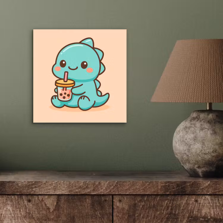Dino - Boba - kawaii - Oranje aluminium wit klein -sfeer2