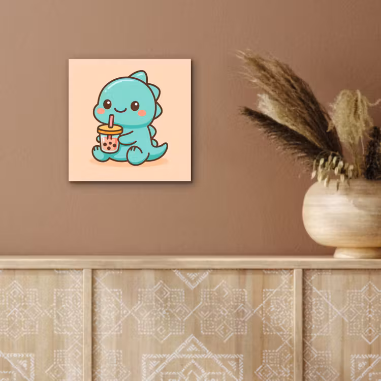 Dino - Boba - kawaii - Oranje aluminium wit klein -sfeer4