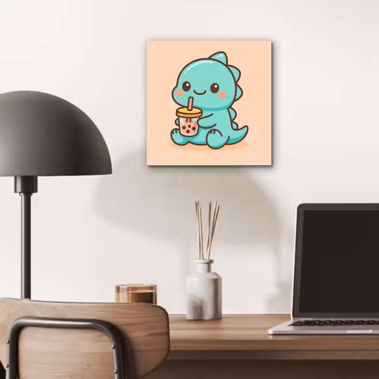 Dino - Boba - kawaii - Oranje aluminium wit klein -sfeer5