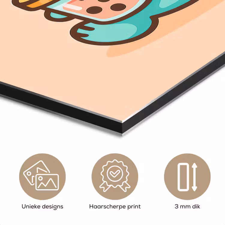 Dino - Boba - kawaii - Oranje aluminium wit klein -closeup_NL