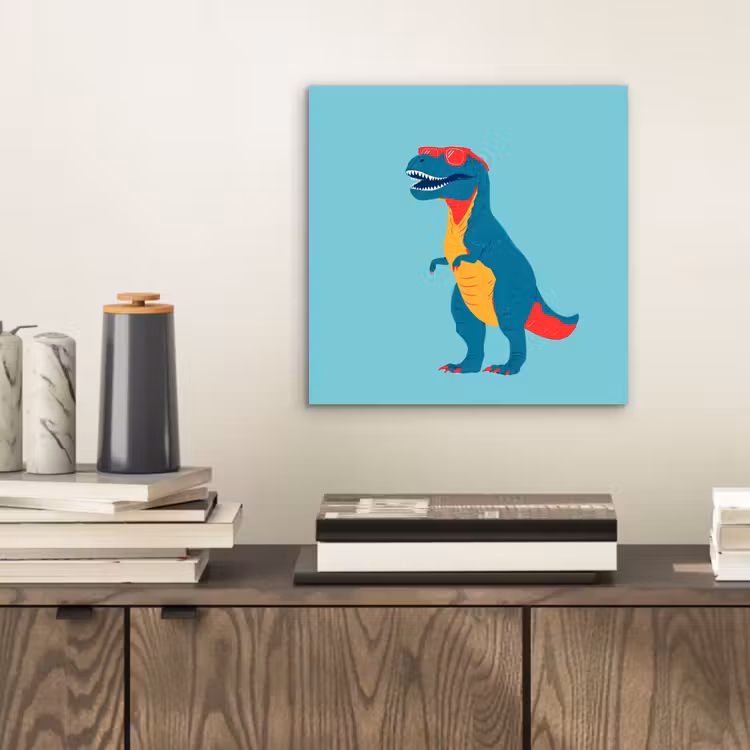 Dinosaurus - Blauw - Zonnebril aluminium wit klein -sfeer1