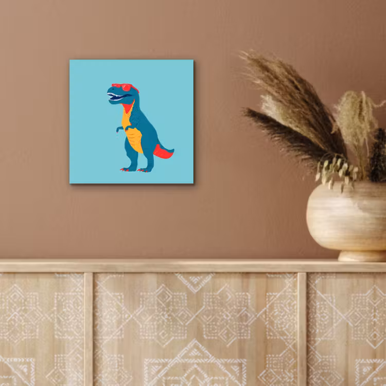 Dinosaurus - Blauw - Zonnebril aluminium wit klein -sfeer4