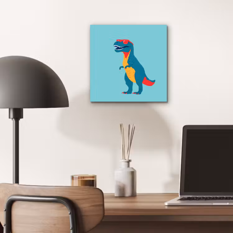 Dinosaurus - Blauw - Zonnebril aluminium wit klein -sfeer5