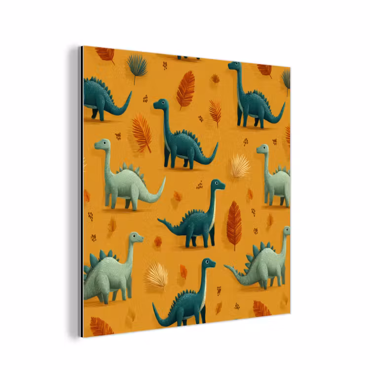 Dinosaurussen - Stekels - Herfstbladeren - Bruin aluminium wit klein -3d