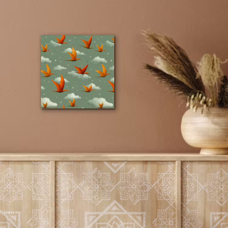 Dinosaurussen - Wolken - Sterren - Oranje aluminium wit klein -sfeer4