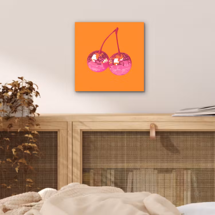 Discoballen - Kers - Spiegels - Roze aluminium wit klein -sfeer3