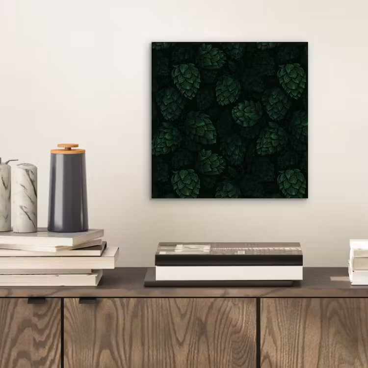 Donker - Groen - Hopbellen - Botanisch - Illustratie aluminium wit klein 46 -sfeer1