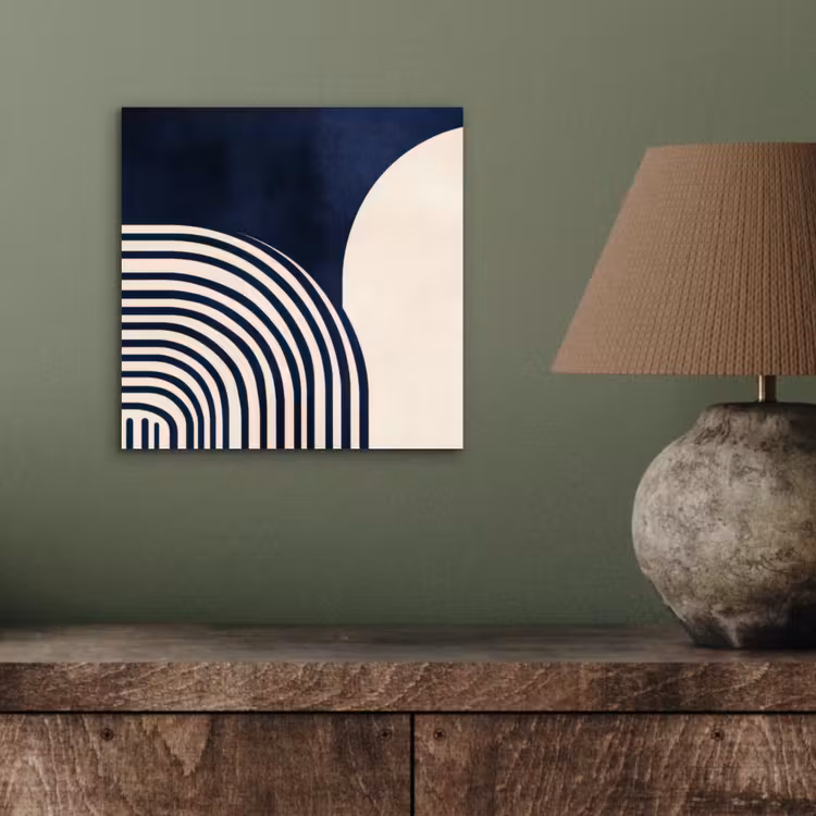Donkerblauw - Abstract - Lijnen aluminium wit klein -sfeer2