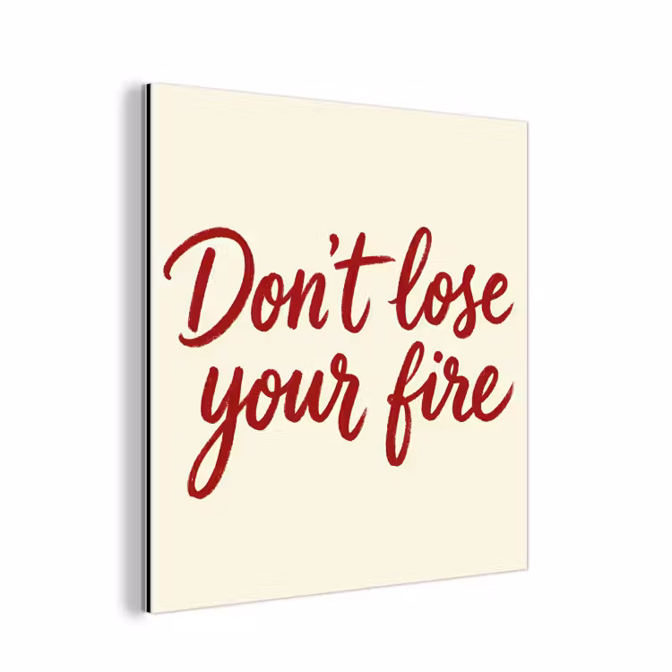 Don't lose your fire - Rood - Wit - Minimalistisch aluminium wit klein -3d