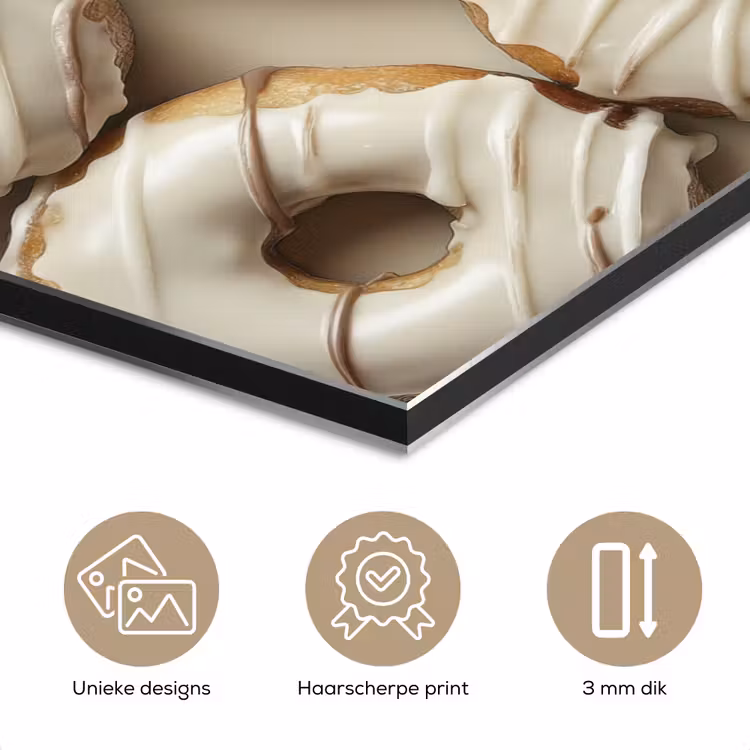 Donuts - Chocolade - Wit - Beige aluminium wit klein -closeup_NL