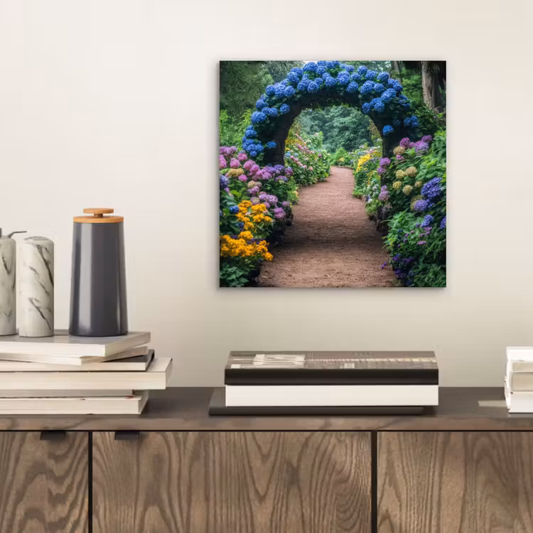 Doorkijk - Bloemen - Hortensia - Pad aluminium wit klein -sfeer1