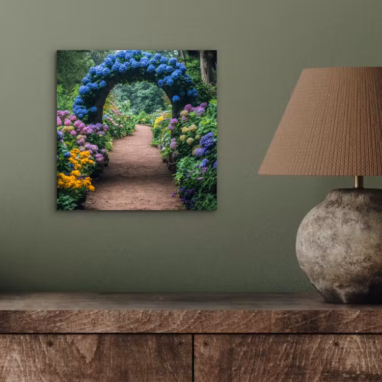 Doorkijk - Bloemen - Hortensia - Pad aluminium wit klein -sfeer2