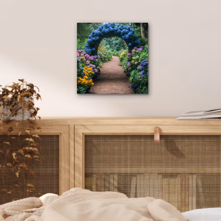Doorkijk - Bloemen - Hortensia - Pad aluminium wit klein -sfeer3