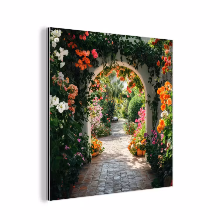 Doorkijk - Bloemen - Natuur - Bloementuin aluminium wit klein -3d
