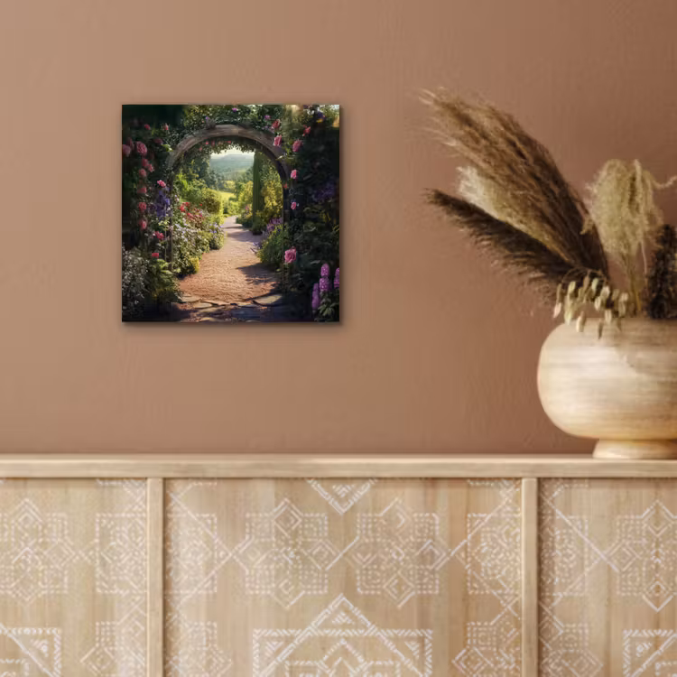 Doorkijk - Bloemen - Natuur - Rozenboog aluminium wit klein -sfeer4