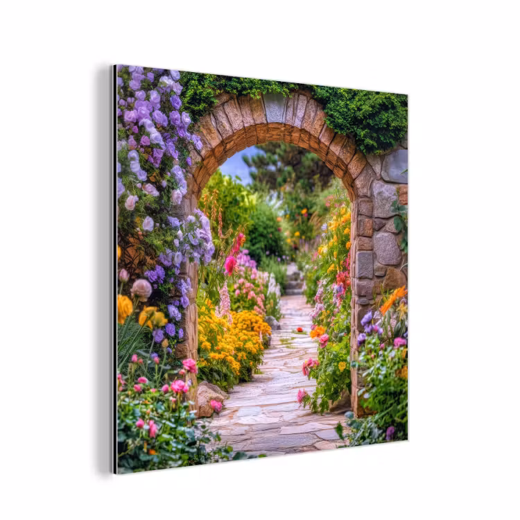 Doorkijk - Bloemen - Pad - Natuur aluminium wit klein -3d
