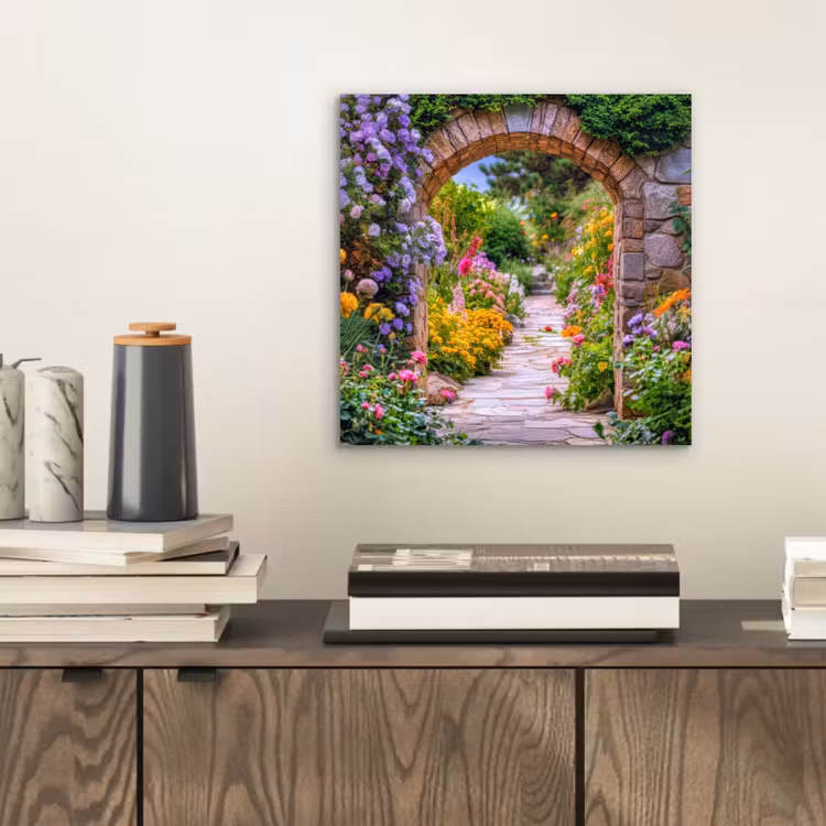 Doorkijk - Bloemen - Pad - Natuur aluminium wit klein -sfeer1
