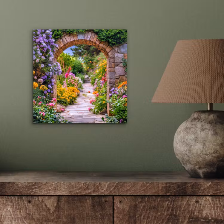 Doorkijk - Bloemen - Pad - Natuur aluminium wit klein -sfeer2