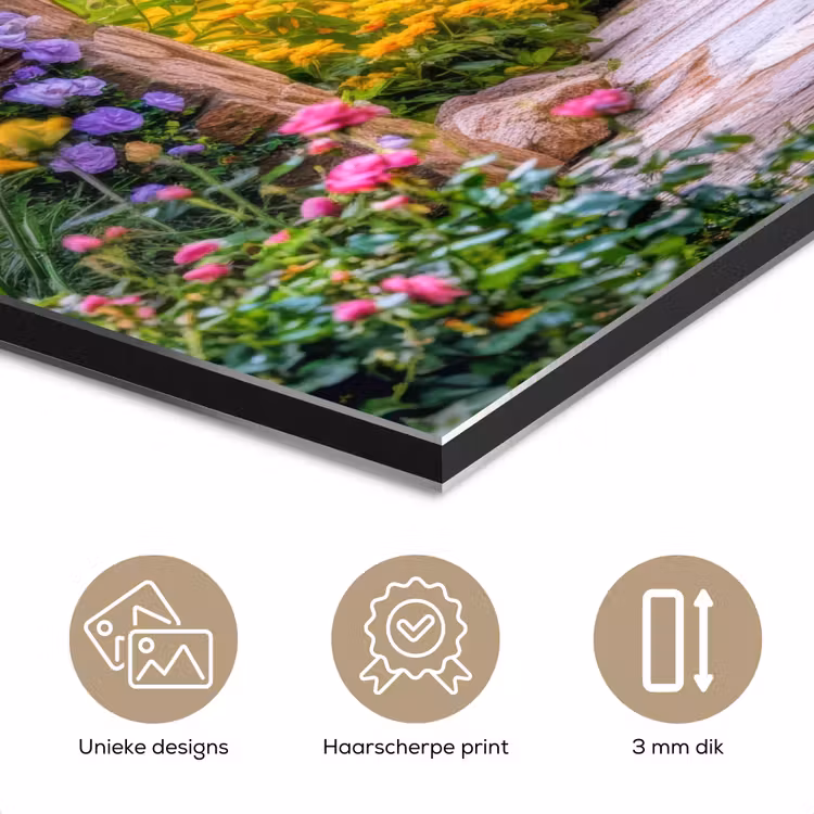 Doorkijk - Bloemen - Pad - Natuur aluminium wit klein -closeup_NL