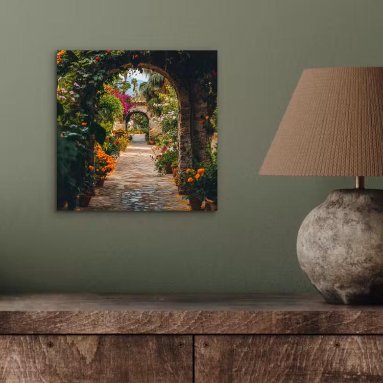 Doorkijk - Bloemen - Poort - Stenen aluminium wit klein -sfeer2