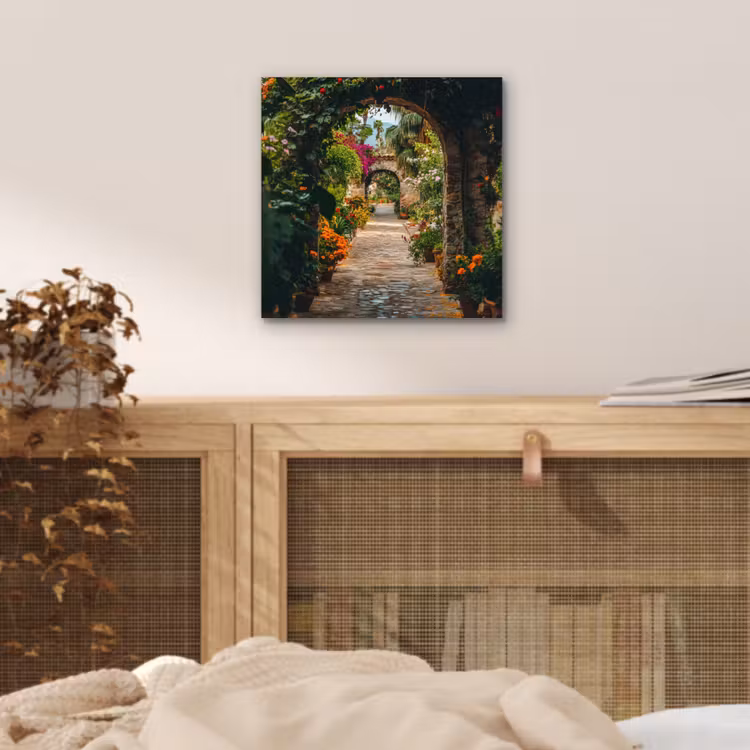 Doorkijk - Bloemen - Poort - Stenen aluminium wit klein -sfeer3