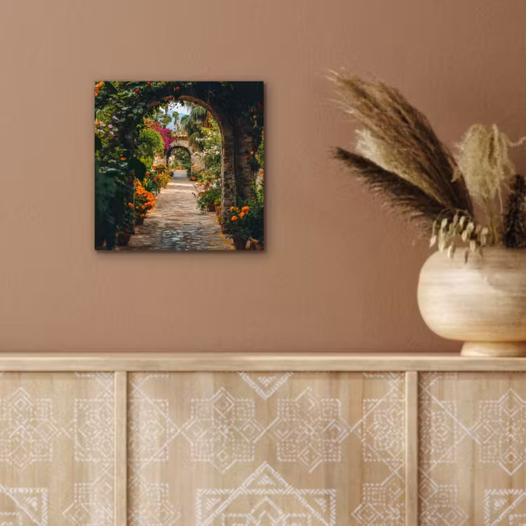 Doorkijk - Bloemen - Poort - Stenen aluminium wit klein -sfeer4