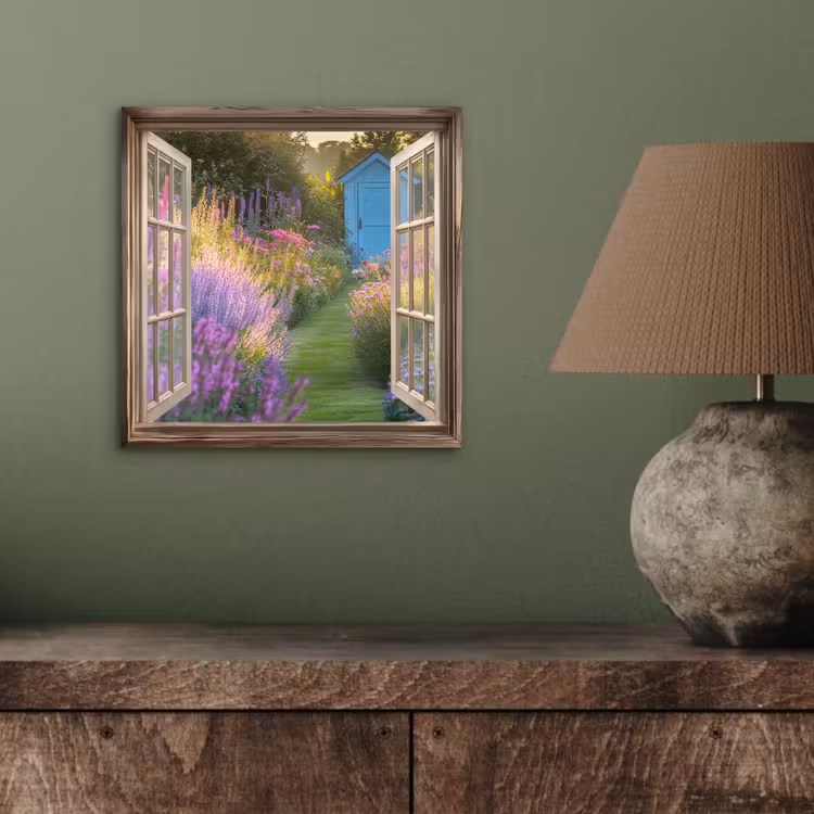 Doorkijk - Bloemen - Raam - Natuur aluminium wit klein -sfeer2