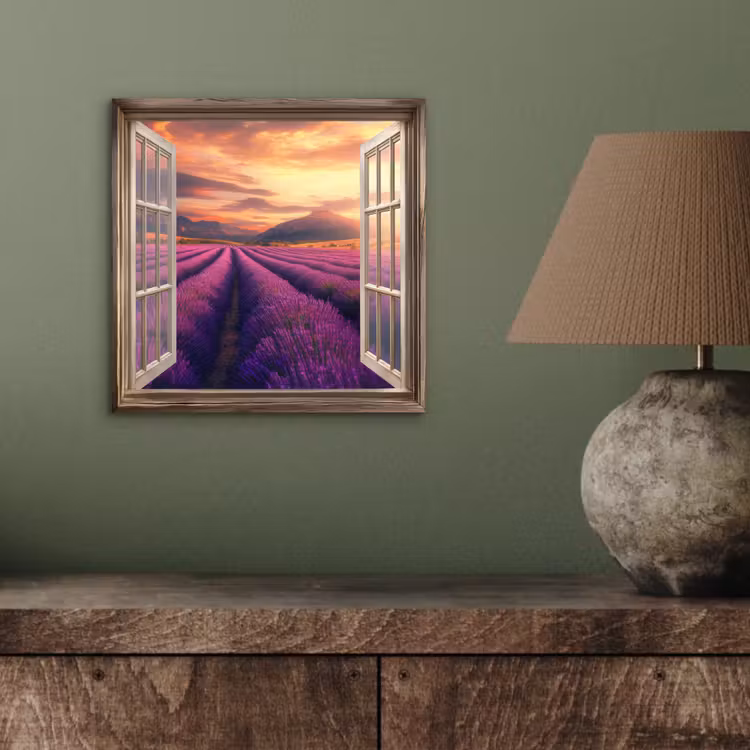 Doorkijk - Lavendel - Landschap - Bloemen - Paars aluminium wit klein -sfeer2