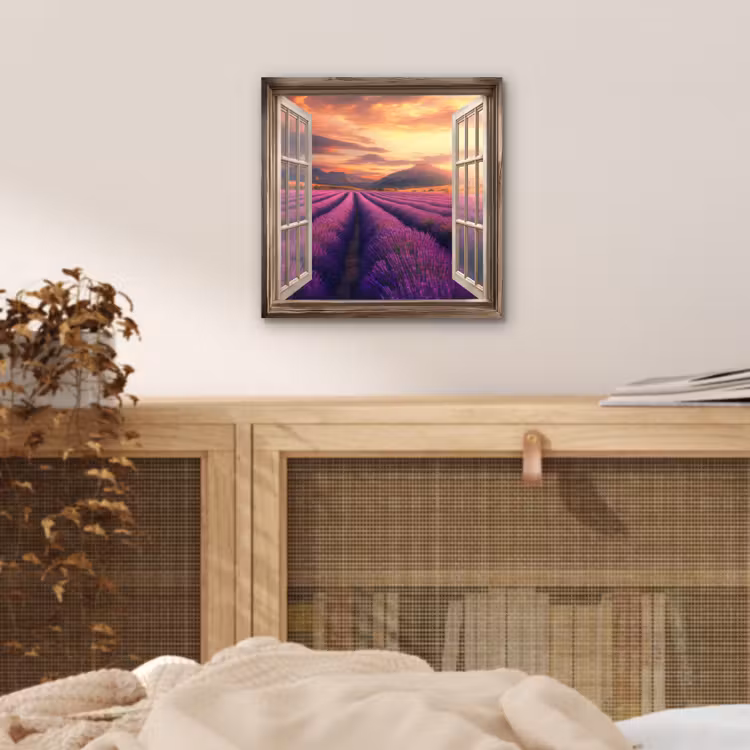 Doorkijk - Lavendel - Landschap - Bloemen - Paars aluminium wit klein -sfeer3