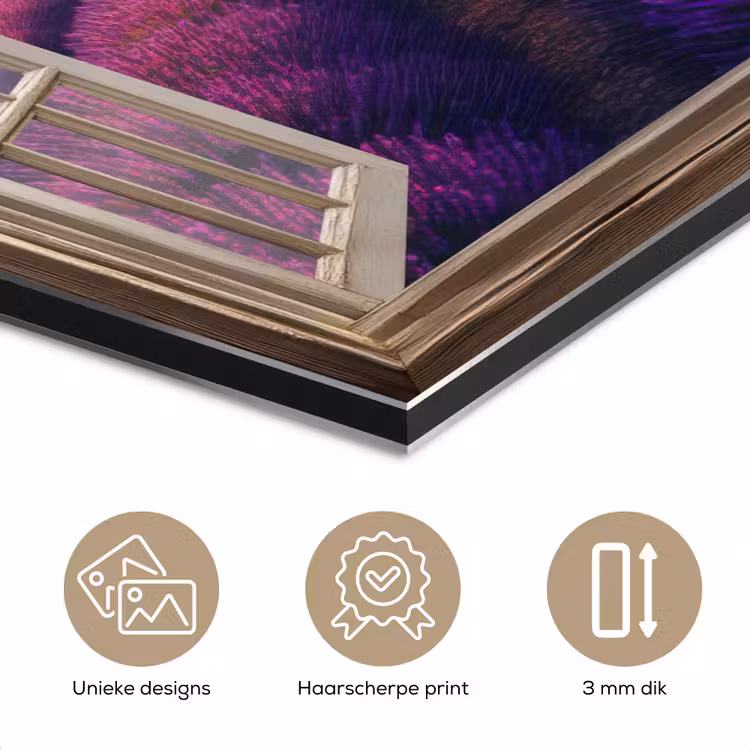 Doorkijk - Lavendel - Landschap - Bloemen - Paars aluminium wit klein -closeup_NL
