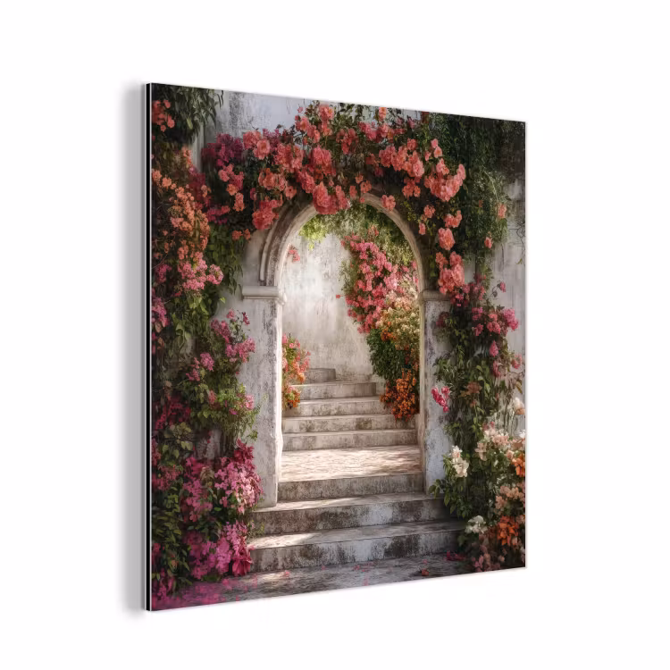 Doorkijk - Rozen - Vintage - Poort aluminium wit klein -3d