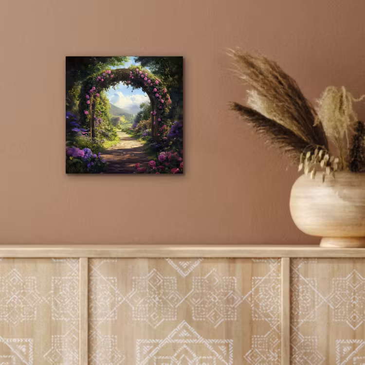 Doorkijk - Rozenboog - Uitzicht - Landschap - Bloemen aluminium wit klein -sfeer4