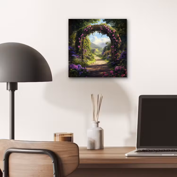 Doorkijk - Rozenboog - Uitzicht - Landschap - Bloemen aluminium wit klein -sfeer5