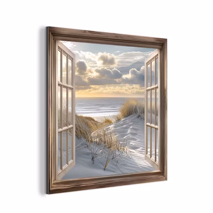 Doorkijk - Strand - Duinen - Zee - Natuur aluminium wit klein -3d