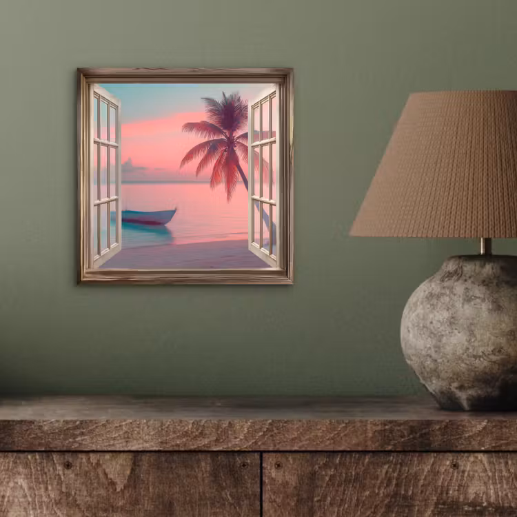 Doorkijk - Strand - Palmboom - Tropisch aluminium wit klein -sfeer2
